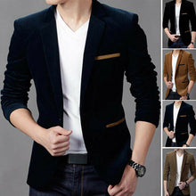 Load image into Gallery viewer, 2019 Fashion Men Slim Fit Blazer Formal Suit Jacket One Button Casual Coat Long Sleeve Dress Jacket Autumn Winter Corduroy Solid
