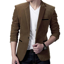 Load image into Gallery viewer, Brand Mens Corduroy Blazers Autumn Spring Fashion Male Slim Fat Casual Suit Jacket Men Blazer Masculino Clothing Vetement Homme
