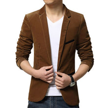 Load image into Gallery viewer, 2019 Fashion Men Slim Fit Blazer Formal Suit Jacket One Button Casual Coat Long Sleeve Dress Jacket Autumn Winter Corduroy Solid
