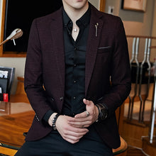Load image into Gallery viewer, Striped Blazer Mens Slim Fit Blazer Slim Masculino Business Casual Mens Stylish Blazer Spring Autumn Dot  Striped Blazers Mens
