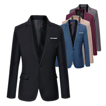 Load image into Gallery viewer, Hot sale Mens Korean slim fit arrival cotton blazer Suit Jacket black blue  plus size s to 4XL Male blazers Mens coat Wedding
